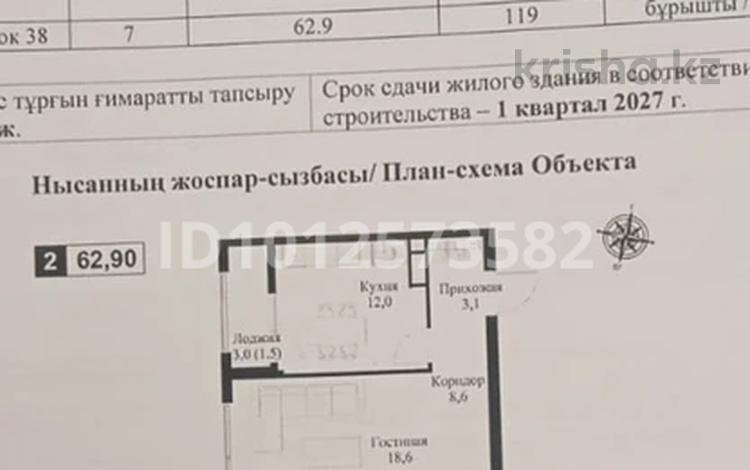 2-комнатная квартира · 62.9 м² · 7/12 этаж, мкр Нуркент, Турара Рыскулова 2Б/1 — Тұрар Рыскулова/ Хо Ши Мин за 48 млн ₸ в Алматы, Алатауский р-н — фото 2