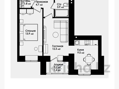 1-комнатная квартира · 47.2 м² · 3/12 этаж, Бейбарыс Султан 25 за ~ 12.5 млн 〒 в Астане, Сарыарка р-н