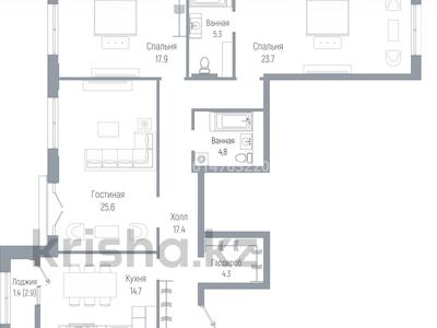 3-бөлмелі пәтер · 115 м² · 3/8 қабат, Абубакир Тыныбаев 10, бағасы: 92.8 млн ₸ в Астане, Алматы р-н