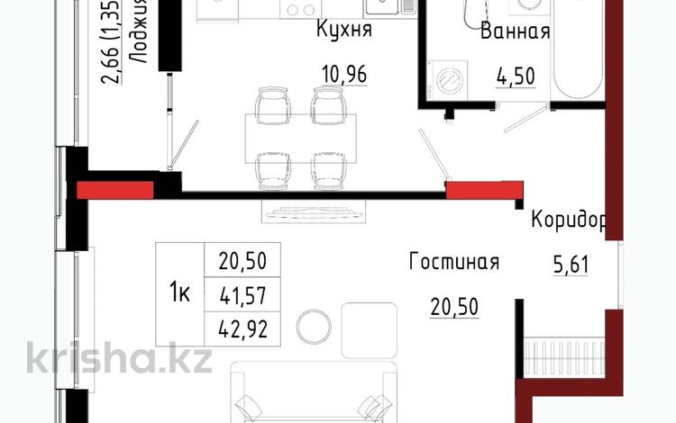 1-бөлмелі пәтер · 43 м² · 2/9 қабат, Улы Дала 28 — Туран, бағасы: 27 млн ₸ в Астане, Нура р-н — фото 4