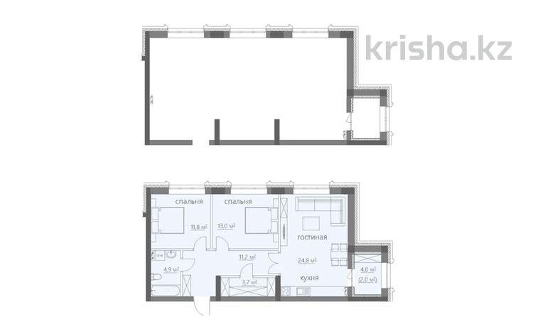 3-бөлмелі пәтер · 74 м², мкр Новый Город, ​Улица Комиссарова 27, бағасы: ~ 53.3 млн ₸ в Караганде, Казыбек би р-н — фото 2