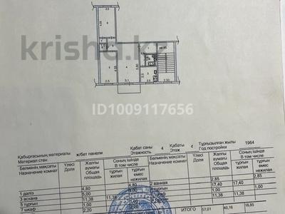 3-бөлмелі пәтер · 59 м² · 4/4 қабат, республика 36 — рядом рынок Колос угол Гагарина, бағасы: 25 млн ₸ в Шымкенте, Туран р-н