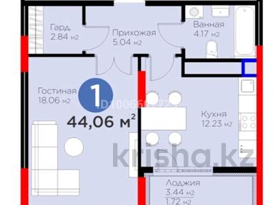 1-бөлмелі пәтер · 44 м² · 19/20 қабат, Кайым Мухамедханов 6/1, бағасы: 45.5 млн ₸ в Астане, Нура р-н