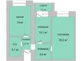 2-бөлмелі пәтер, 58.8 м², 6/6 қабат, Юбилейный 39, бағасы: 18.5 млн 〒 в Костанае — фото 2