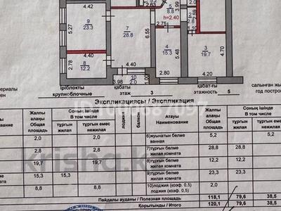 4-бөлмелі пәтер · 120 м² · 3/5 қабат, Дружбы 22А — Дружбы с Кобланды Батыра, бағасы: 35 млн ₸ в Костанае