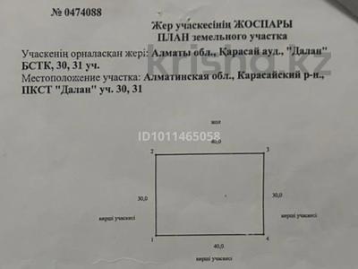 Жер телімі · 12 сотық, ПКСТ Далан 30, бағасы: 5 млн ₸ в Жандосов