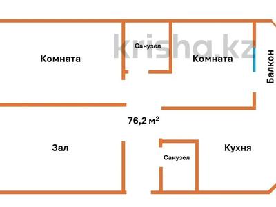 3-бөлмелі пәтер · 76 м² · 5/9 қабат, Караменде би Шакаулы 3 — Шаймерден Косшыгулулы, бағасы: 35 млн ₸ в Астане, Сарыарка р-н