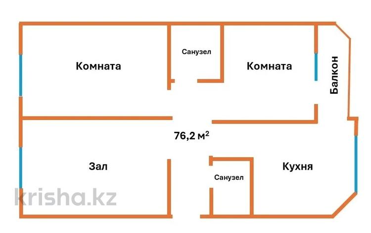 3-бөлмелі пәтер · 76 м² · 5/9 қабат, Караменде би Шакаулы 3 — Шаймерден Косшыгулулы, бағасы: 35 млн ₸ в Астане, Сарыарка р-н — фото 33