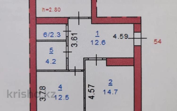 2-бөлмелі пәтер, 72.4 м², 4/9 қабат, Бородина 111 — Пушкина, бағасы: 31.5 млн 〒 в Костанае — фото 2