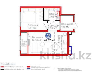 2-комнатная квартира · 42 м² · 12/14 этаж, Улы Дала 14 за ~ 24 млн ₸ в Астане, Нура р-н