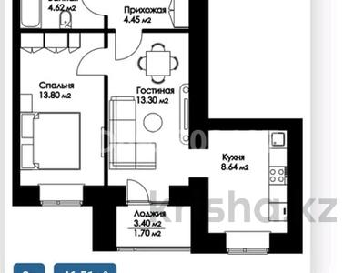 2-комнатная квартира, 46.51 м², 9/12 этаж, Айтматова 45 за 16 млн 〒 в Астане
