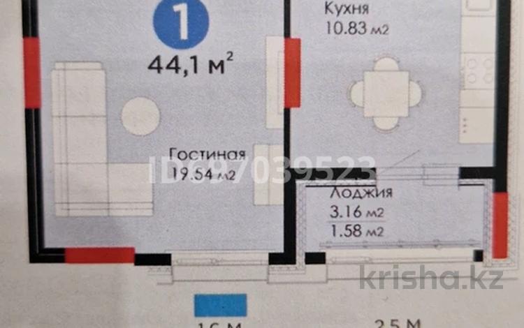 1-бөлмелі пәтер, 44.1 м², 10/12 қабат, Е-899 1/1, бағасы: 27.5 млн 〒 в Астане, Нура р-н — фото 2