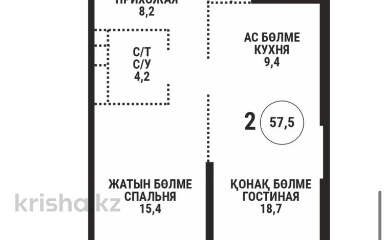 2-комнатная квартира · 57.5 м² · 5 этаж, Розыбакиева 197/2 за 63 млн 〒 в Алматы, Бостандыкский р-н — фото 2