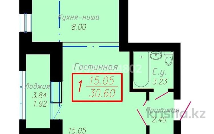 1-комнатная квартира, 30 м², 8/10 этаж, Кошкарбаева 32 — Жанибекова за 12 млн 〒 в Астане, Алматы р-н — фото 2