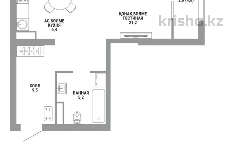 1-комнатная квартира · 44.3 м² · 7/15 этаж, Райымбека 210/8 за ~ 34.3 млн ₸ в Алматы, Алмалинский р-н — фото 2