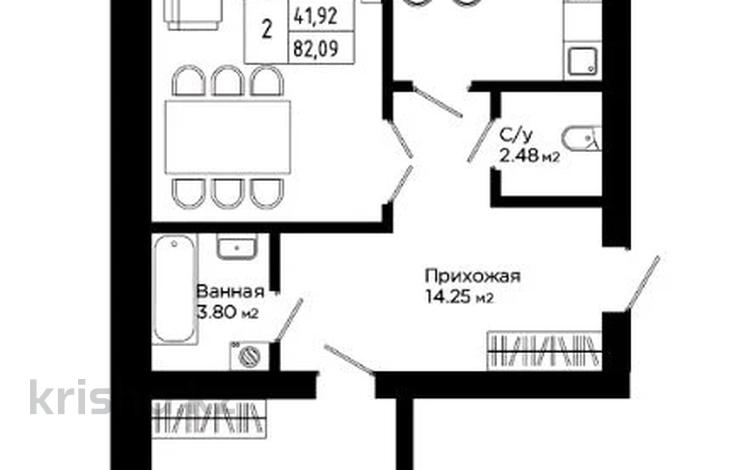 2-комнатная квартира · 82.09 м² · 2/5 этаж, мкр. Алтын орда, Алтын Орда 358а, 358а/1 за 25.5 млн ₸ в Актобе — фото 2