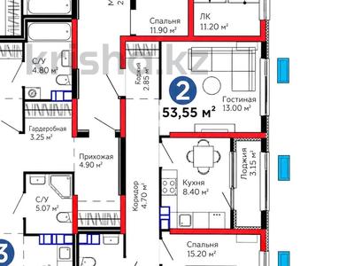 2-комнатная квартира · 53.55 м² · 5/6 этаж, Тараз 8/1 — Дешевле застройщика на 10 млн за ~ 32.1 млн ₸ в Алматы