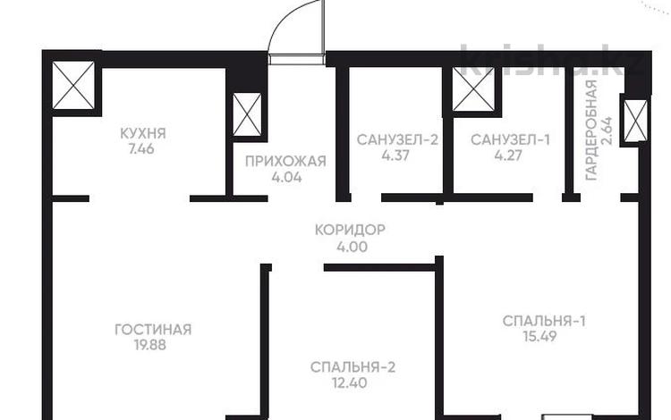 3-комнатная квартира, 77 м², 8/21 этаж, Калдаякова 3 за 45.5 млн 〒 в Астане, Алматы р-н — фото 2