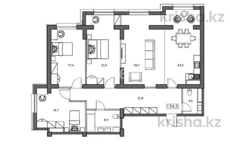 4-бөлмелі пәтер · 134.5 м² · 15/25 қабат, Байдибек би, бағасы: 71 млн ₸ в Шымкенте, Абайский р-н — фото 2
