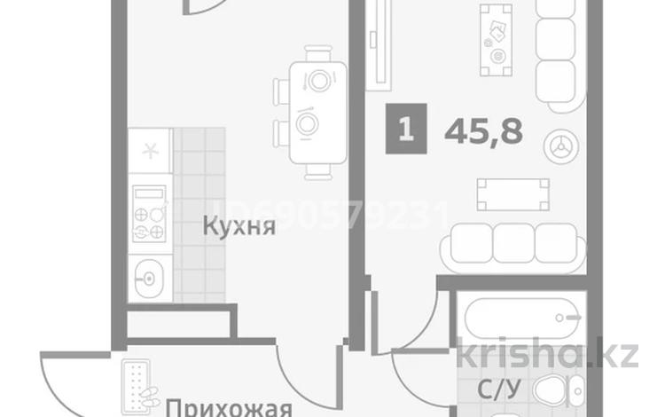 1-комнатная квартира, 45.8 м², 9/12 этаж, мкр Аккент, Шарипа Омарова — Фаризы Онгарсыновой за 20.5 млн 〒 в Алматы, Алатауский р-н — фото 2