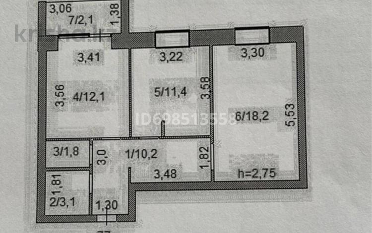 2-комнатная квартира · 58.6 м² · 2/9 этаж, Наурызбай Батыра 138 — Пересечение Нурсултана Назарбаева за 25.5 млн 〒 в Кокшетау — фото 2