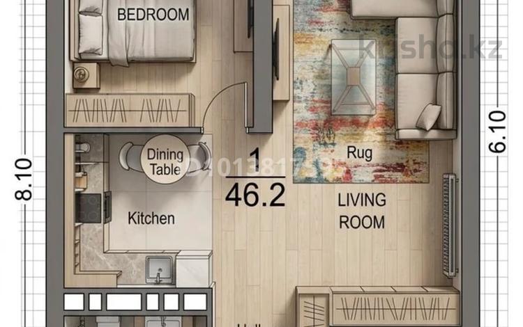 2-бөлмелі пәтер · 46 м² · 6/12 қабат, Дарабоз 91 к6, бағасы: 33.5 млн ₸ в Алматы, Алатауский р-н — фото 2