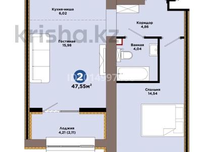 2-бөлмелі пәтер · 47.55 м² · 9/9 қабат, Е 909 29, бағасы: 35 млн ₸ в Астане, Нура р-н