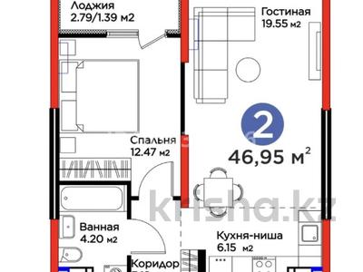 2-бөлмелі пәтер · 47 м² · 4/12 қабат, Ақжар ш/а., Белжайлау 4, бағасы: 41 млн ₸ в Алматы, Наурызбайский р-н