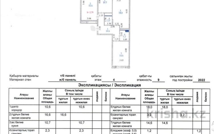3-комнатная квартира, 77.2 м², 4/9 этаж, Байтурсынова 2 за 57 млн 〒 в Астане, Алматы р-н — фото 2