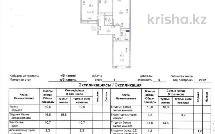 3-комнатная квартира · 77.2 м² · 4/9 этаж, Байтурсынова 2 за 75 млн ₸ в Астане, Алматы р-н — фото 2