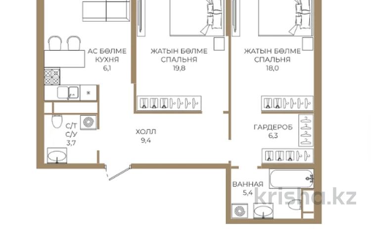 3-бөлмелі пәтер · 86.2 м² · 2/9 қабат, Каныша Сатпаева 90а/1, бағасы: ~ 64.3 млн ₸ в Алматы, Бостандыкский р-н — фото 3