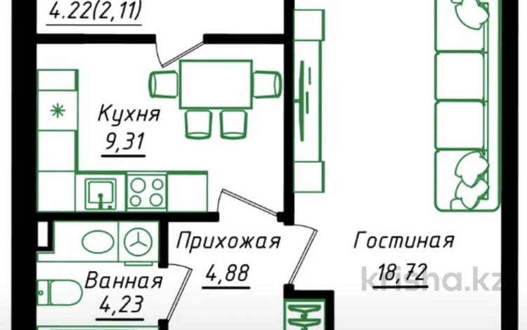 1-комнатная квартира · 39.25 м² · 10/12 этаж, Жумекен Нажимеденов 26 за 23 млн ₸ в Астане, Сарайшык р-н — фото 2