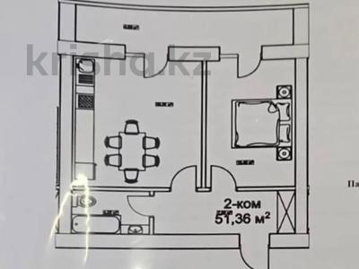 2-бөлмелі пәтер · 51.36 м² · 2/12 қабат, ​Улица Шамши Калдаяков 46 — ЛРТ "Жибек Жолы", бағасы: 22 млн ₸ в Астане, Сарайшык р-н