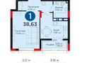 1-комнатная квартира, 38.6 м², 9/16 этаж, Фаризы Онгарсыновой 6/2 — СРОЧНО за 23.4 млн 〒 в Астане, Есильский р-н — фото 4