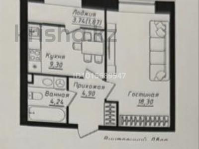 1-комнатная квартира · 38.61 м² · 9/12 этаж, Жумекен Нажимеденов 26 за 25.5 млн ₸ в Астане, Сарайшык р-н
