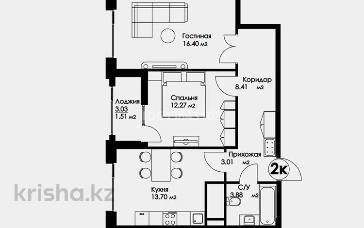 2-комнатная квартира, 59.3 м², 12/16 этаж, E-10 11 за 28 млн 〒 в Астане, Есильский р-н — фото 3