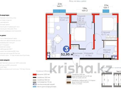 3-комнатная квартира · 53 м² · 4/6 этаж, Бауыржана Момышулы 11/14а — САМАЯ НИЗКАЯ ЦЕНА за ~ 37 млн ₸ в Алматы, Алатауский р-н