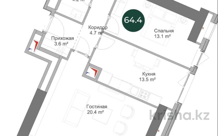 3-бөлмелі пәтер · 64.4 м² · 16/17 қабат, Суюнбая 15 B — Суюнбая, бағасы: 43.2 млн ₸ в Алматы, Жетысуский р-н — фото 2