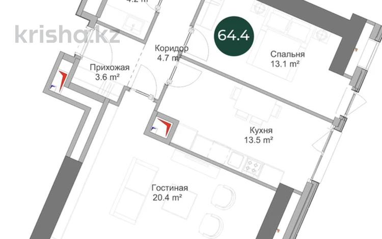 3-комнатная квартира · 64.4 м² · 16/17 этаж, Суюнбая 15в — Райымбека за 43.2 млн ₸ в Алматы, Жетысуский р-н — фото 3