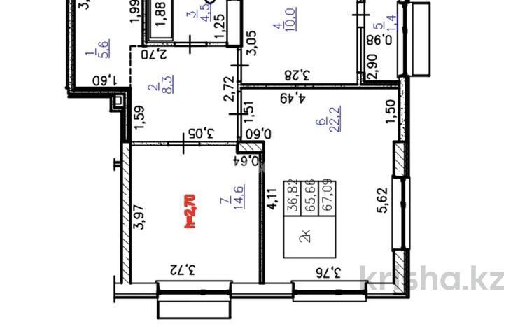 2-бөлмелі пәтер · 66.6 м² · 6/12 қабат, Ғажайып ш/а., Бауыржана Момышулы 5/3 — Монке би, бағасы: 45.5 млн ₸ в Алматы, Алатауский р-н — фото 4