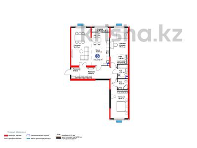 3-комнатная квартира, 116 м², 7 этаж, Нурсултана Назарбаева 1 за ~ 59.7 млн 〒 в Шымкенте, Каратауский р-н