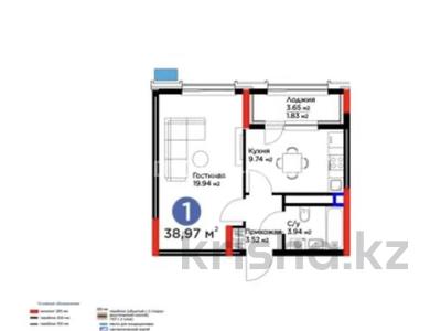 1-бөлмелі пәтер · 38.97 м² · 4/9 қабат, Сагадат Нурмагамбетов, бағасы: 26.9 млн ₸ в Астане, Сарайшык р-н