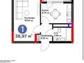 1-бөлмелі пәтер · 38.97 м² · 4/9 қабат, Сагадат Нурмагамбетов — Школа 73, 93, Национальный Музей РК, бағасы: 28.9 млн ₸ в Астане, Сарайшык р-н — фото 3