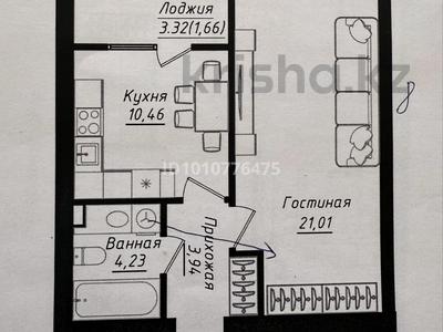 1-бөлмелі пәтер · 41.4 м² · 8/12 қабат, Жумекен Нажимеденов 26 — Нажмединова и Азербаева, бағасы: 25.8 млн ₸ в Астане, Сарайшык р-н