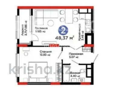 2-комнатная квартира · 48.9 м² · 3 этаж, Бухар жырау 20 за 50 млн ₸ в Астане, Нура р-н