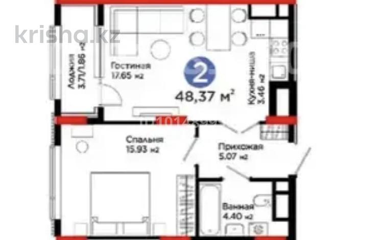 2-комнатная квартира · 48.9 м² · 3 этаж, Бухар жырау 20 за 50 млн ₸ в Астане, Нура р-н — фото 3