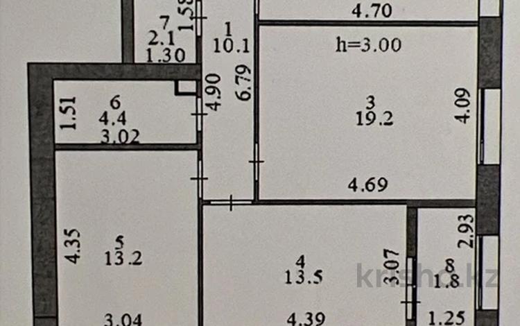 3-комнатная квартира · 77 м² · 8/9 этаж, Сыганак 12 за 43.8 млн ₸ в Астане, Нура р-н — фото 2