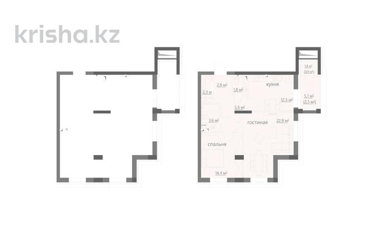 2-бөлмелі пәтер · 72.9 м², мкр Михайловка , ​Улица Аманжолова 47/1, бағасы: ~ 42.3 млн ₸ в Караганде, Казыбек би р-н — фото 2