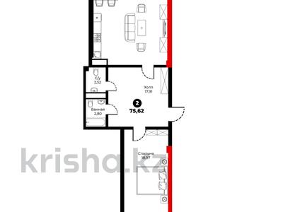 2-комнатная квартира, 75.62 м², 4/13 этаж, E-10 J за ~ 32.8 млн 〒 в Шымкенте