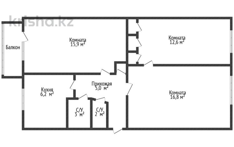 3-комнатная квартира · 61 м² · 3/5 этаж, Каирбекова 409 за 19.5 млн 〒 в Костанае — фото 2